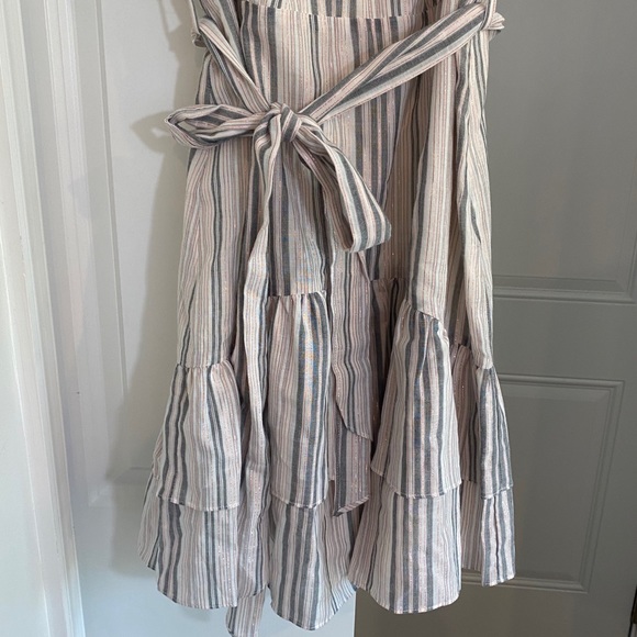 CeCe Flutter Sleeve Metallic Stripe Ruffled Dress - Picture 6 of 8